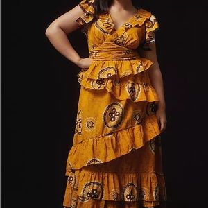 NWT Anthropologie Adrienne Ruffled Boho Maxi Dress